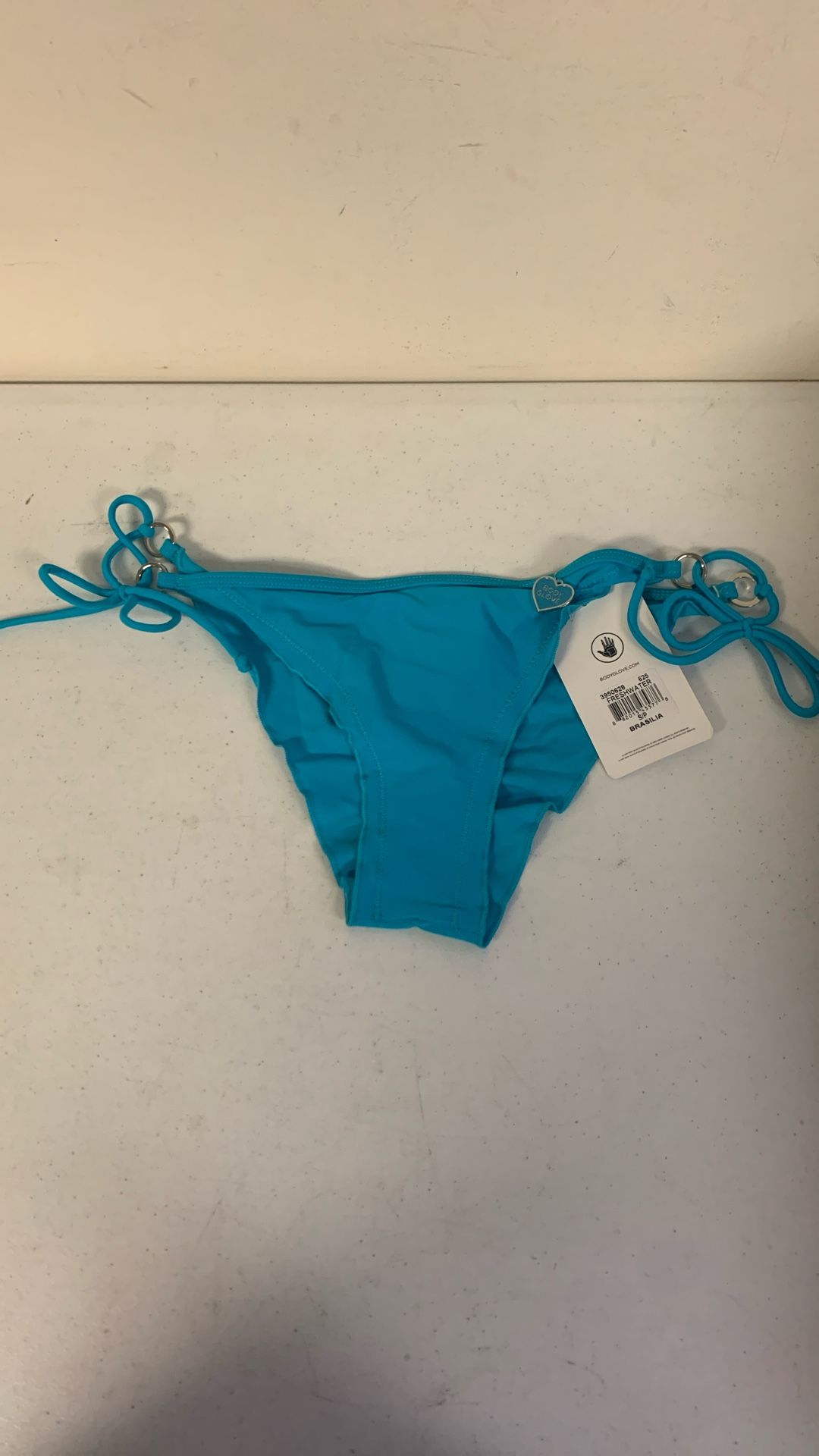 Body Glove Women’s Standard Brasília Tie Side Cheeky Bikini Bottom Swimsuit. Sz S. Blue Wave. Ez