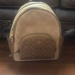 Coach Signature Colorblock Court Backpack (Sand)