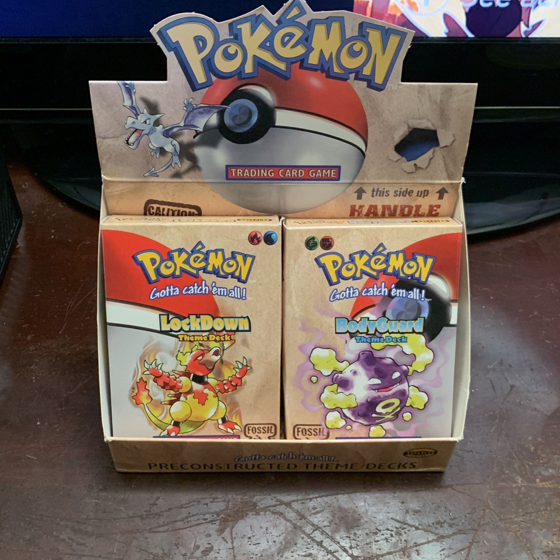 1999 POKÉMON Fossil Theme Deck Boxes And Stand Box