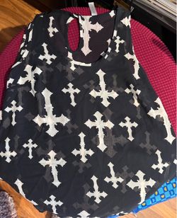 Cross Sheer Tank Top Size Medium Black And White Cross Designs