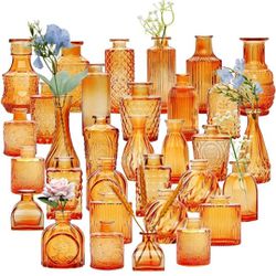 32 Amber Bud Vases