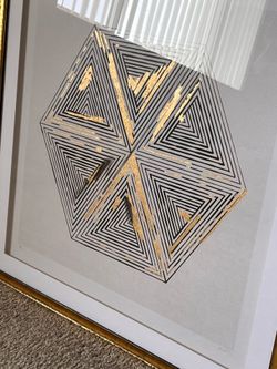 Brand new geometric framed modern wall art. Glass. NWT