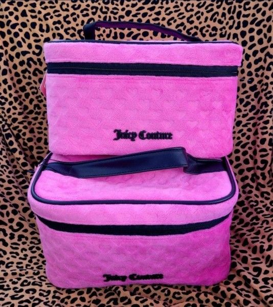 Juicy Couture Pink And Black Velour Makeup Bag