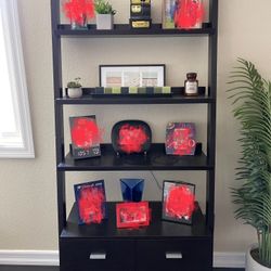 Ladder Bookcase Shelf Drawers 