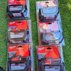 New, original Milwaukee 12.0 batteries. Price per unit: $175. Price for the set of 6: $1,000 (firm).