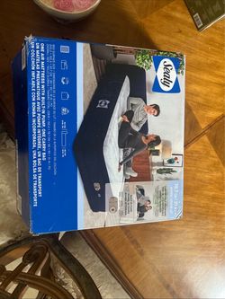 Sealy Queen Air Mattress 18” with Built-in Headboard and Built-in Pump Air Bed