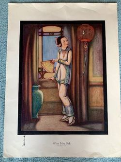 SF ARTIST*1927 WYLOG E FONG~WHAR MAY DAK~(THE MOCKING BIRD) LITHOGRAPH EXCELLENT CONDITION 11 BY 14