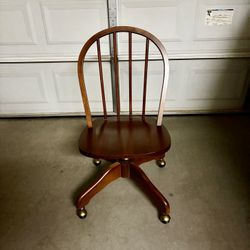 Rolling Wood Spindle Back Office Chair