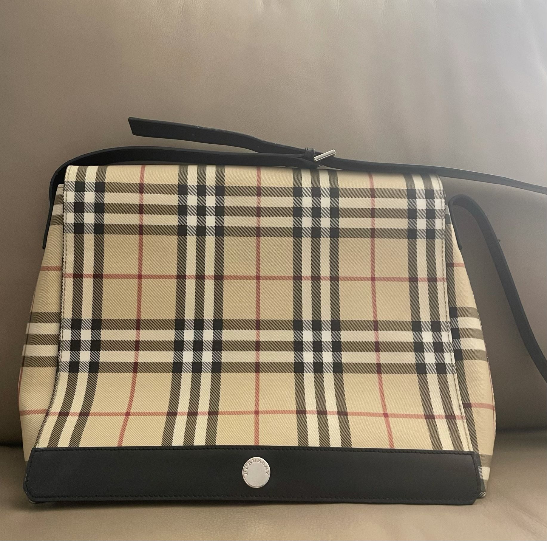 Vintage Authentic Burberry Designer Crossbody Laptop Bag