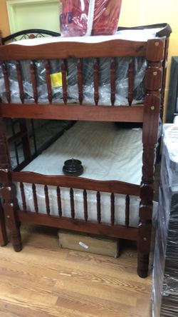 New real wood cherry bunk bed! Must go! Only 299! 50$ down payment! Same day delivery