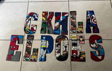 Marvel and DC Comics decorative alphabet wall letters
