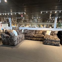 Brown Corduroy 4PC Chaise Sectional Couch