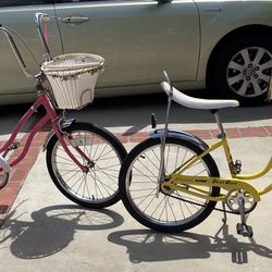 2 Schwinn vintage bikes W/banana Seats And Baskets