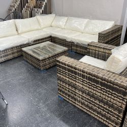 Patio Furniture Deep Seating 100”x100” Large L Sectional No Assembling Needed 