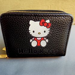 Sanrio Double Zipper Large Capacity Hello Kitty Wallet in Black  11.5 cm x 8.5cm× 4cm    New! 