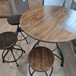 Wood Table And Stools