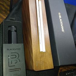 BLACKWING PENCILS AND WALNUT BOX AND SHARPENER AND THE CASES TO ALL