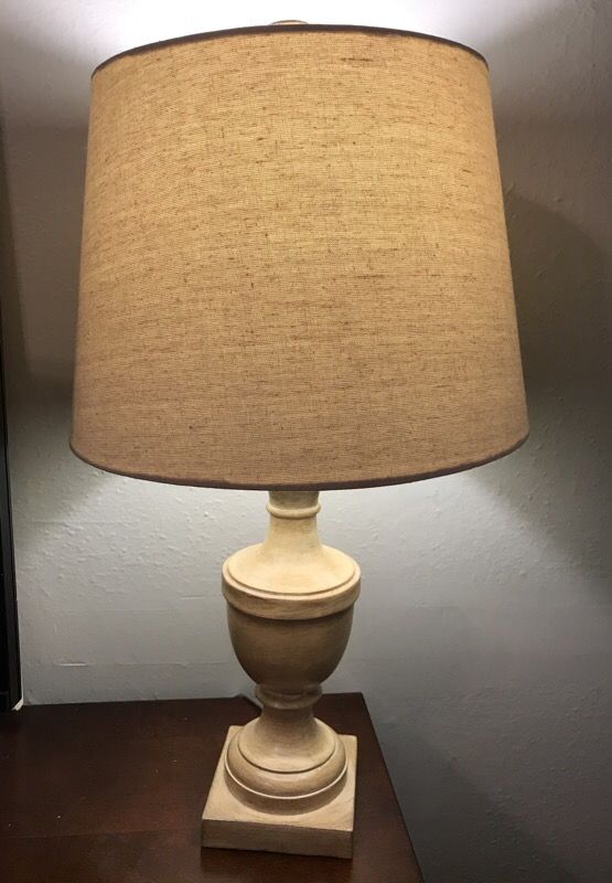 Tan lamp with linen shade