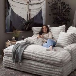 New Super Comfy White Or Black Corduroy Chaise Lounge Chair Sofa 