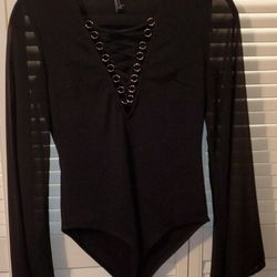 Forever 21 lace bodysuit black long sleeve size Small