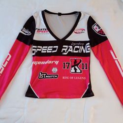 Woman's Pink And Black Speed Racing Shirt 