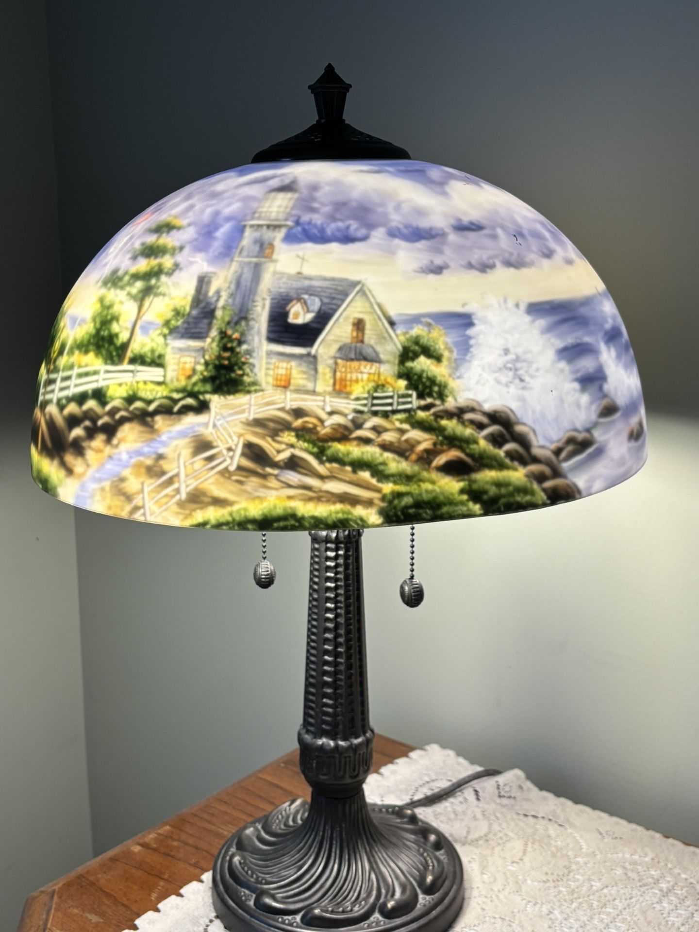 Thomas Kinkade Reverse Painted Lamp - Limited Edition