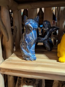 Blue Marble Swirl Cat Figurine