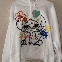NWT Disney Parks STITCH Embroidered Crop Hoodie XXL