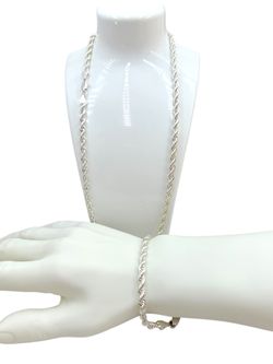 925 sterling silver set, necklace and bracelet, for men
