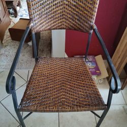 Pier 1 Vintage Rattan Wicker & Wrought Iron Armchair