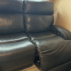 Three seat leather recliner sofa