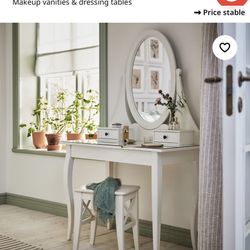 HEMNES Dressing table makeup vanity with mirror, white, 39 3/8x19 5/8