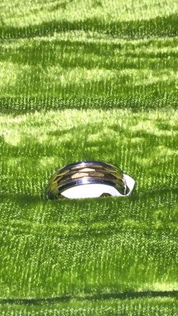 Ladies two toned stainless steel wedding bands