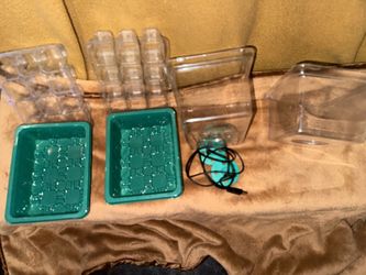 Two germination mini green houses with lights