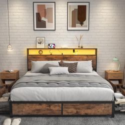 Queen Bed Frame with Drawers 