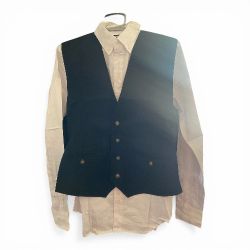 Foreign exchange White dress shirt /navy blue Vest Size S -XL