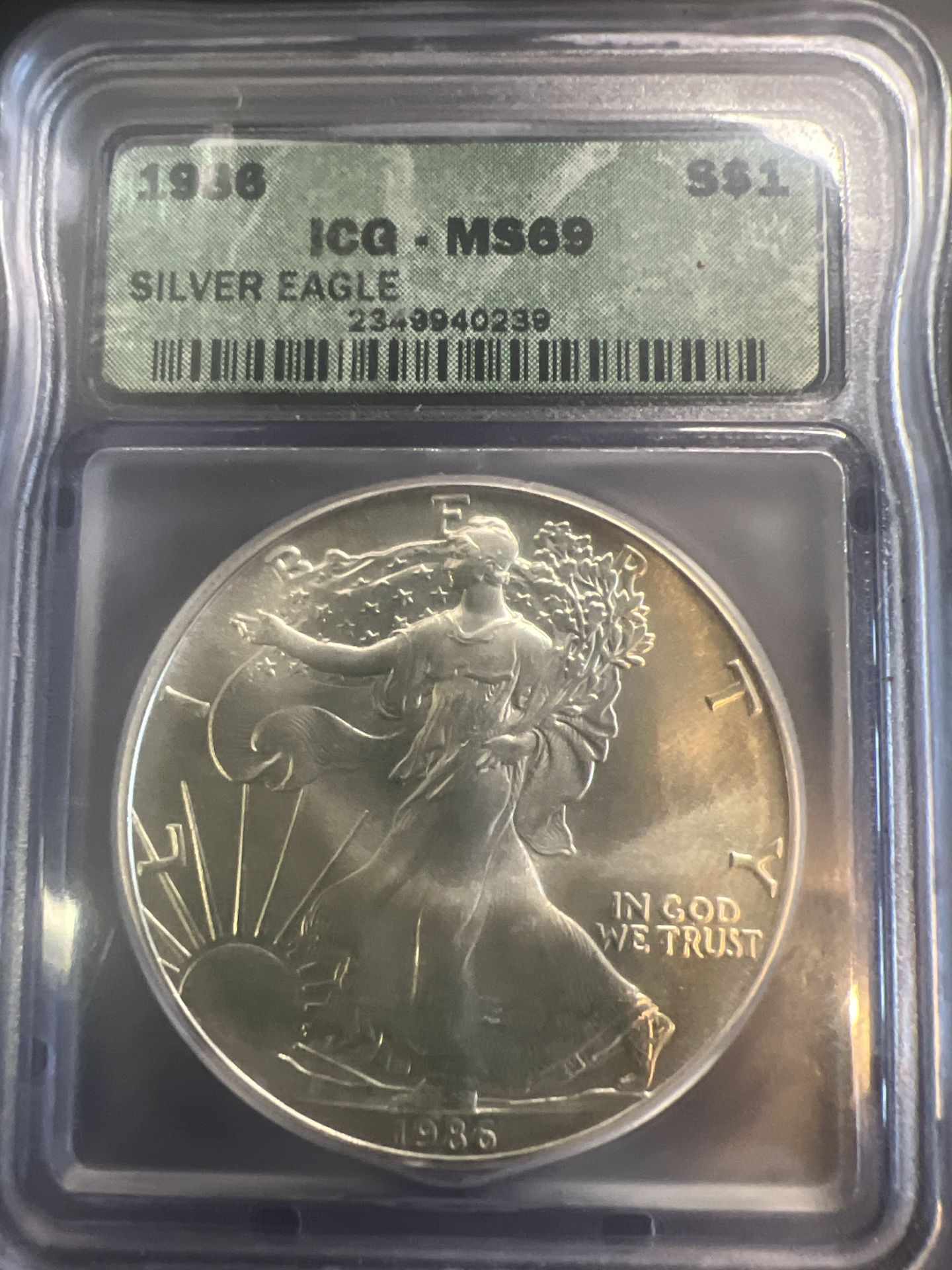 1986 P ICG MS69 silver Eagle