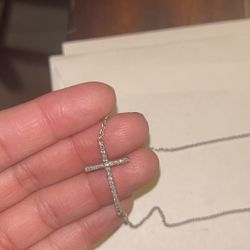 1/5 ct. tw. Diamond Sideways Cross Pendant In Sterling Silver