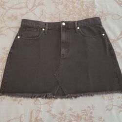 Madewell Rigid Denim A-Line Black Mini Skirt Size 32