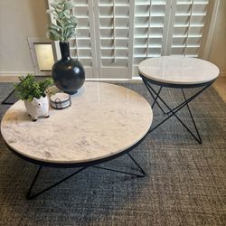 Beautiful Real Marble Coffee Table And End Table Like New