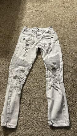 Rue 21 Skinny Supreme Flex Distressed Moto Jeans - White/Gray - 26/30