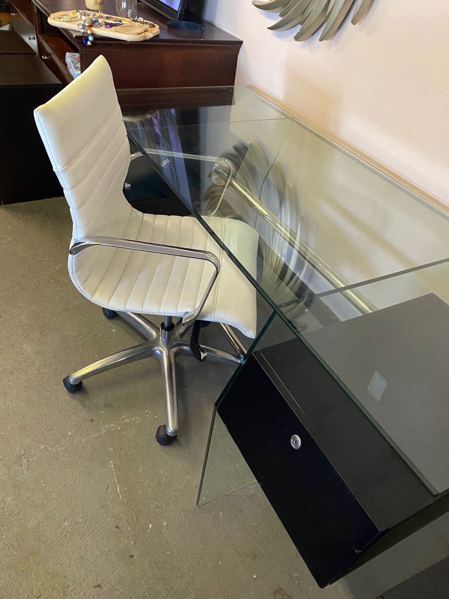 Glass Desk With Chair 