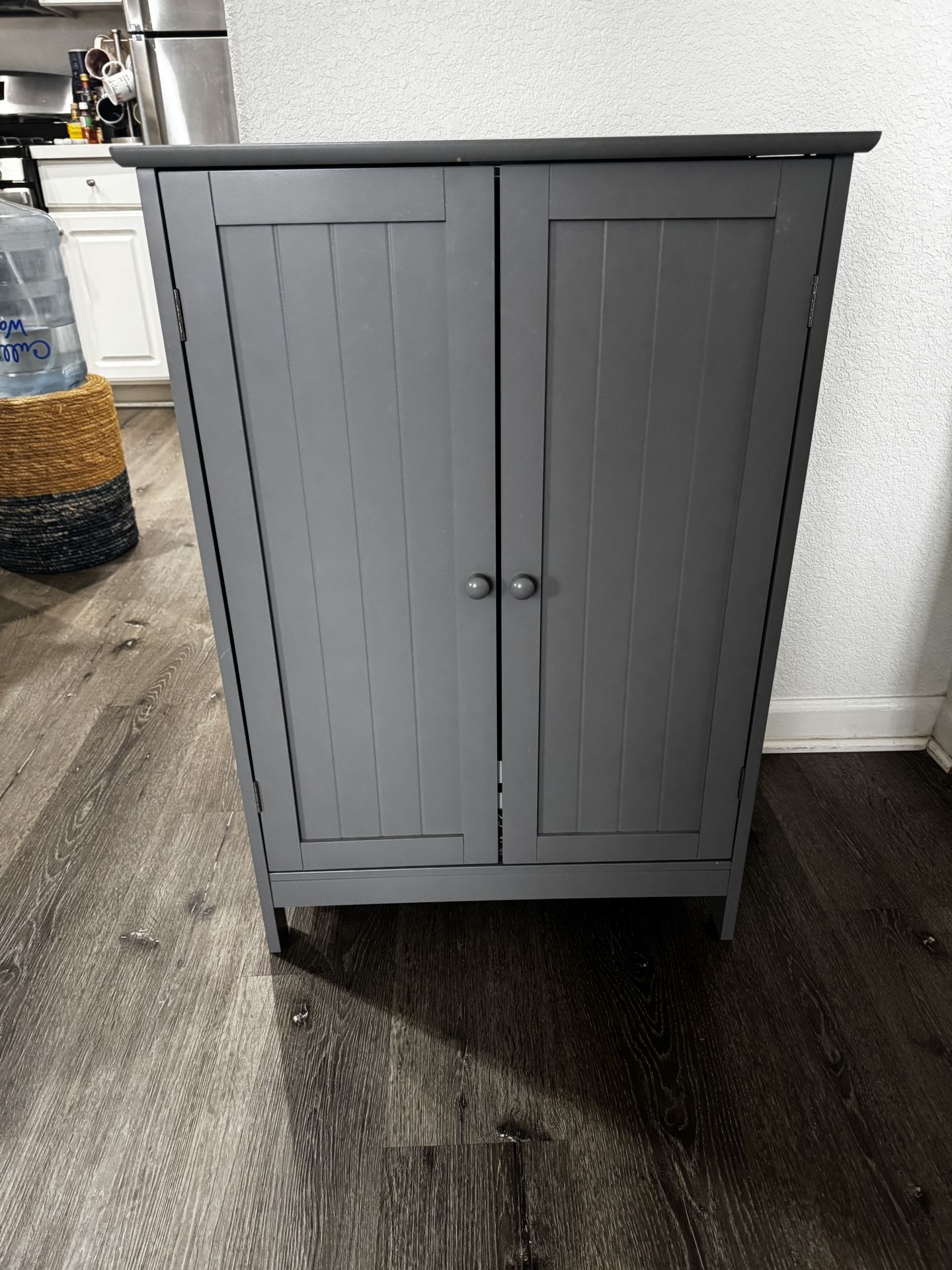 Gray Wood Storage Cabinet