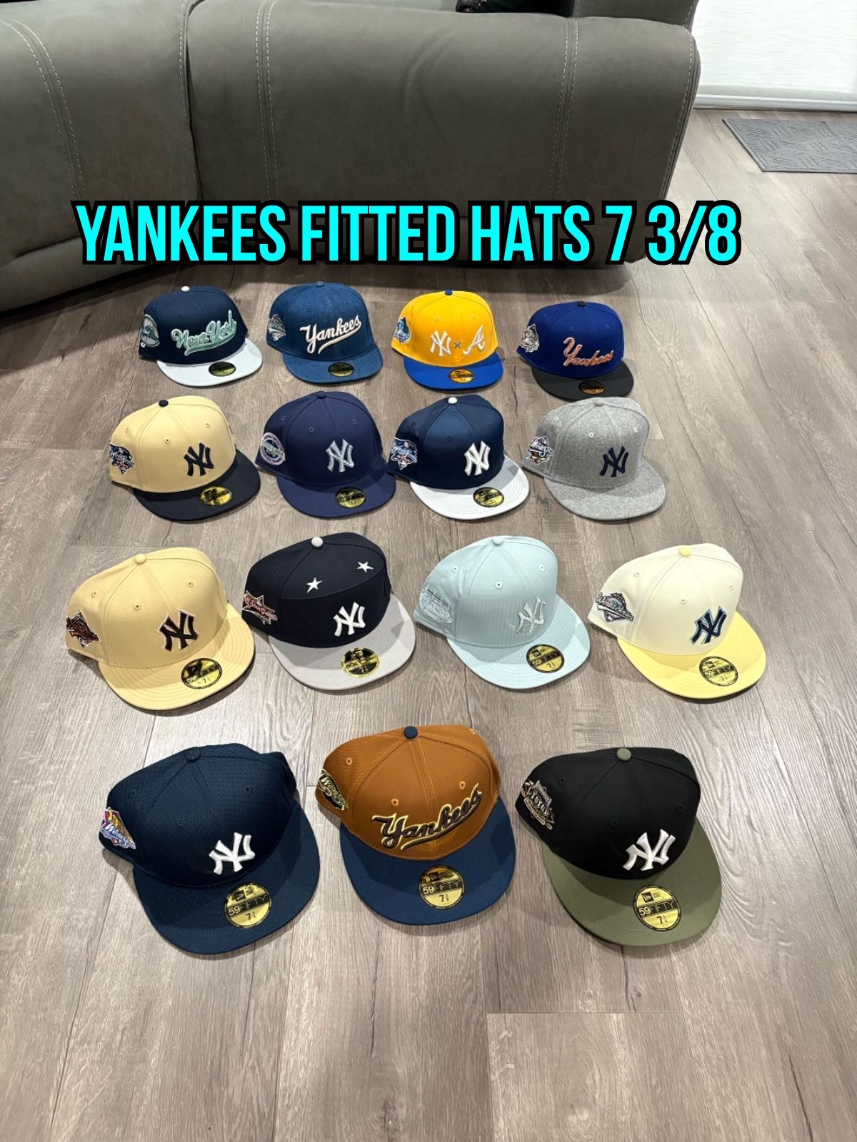 MLB New Era New York Yankees 59fifty Fitted Hats Size 7 3/8