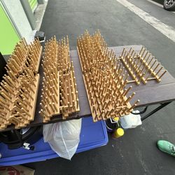 32 Pieces Bamboo Dish Plate Bowl Cup Book Pot Lid Cutting Board Drying Rack Stand Drainer Storage Holder Organizer Kitchen Cabinet (Keep Dry)