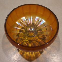 Vintage Orange Marigold Carnival Glass Compote 