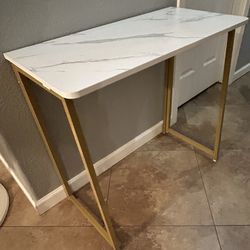 (NEW) 32” White Faux Marble Folding Desk