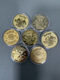 Pokémon Pokémon TCG Gold Embossed Metal Coin Collection Set 6pc 1996