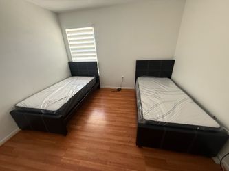 TWO BED FRAME TWIN SIZE WITH MATTRESS AND BOX SPRING