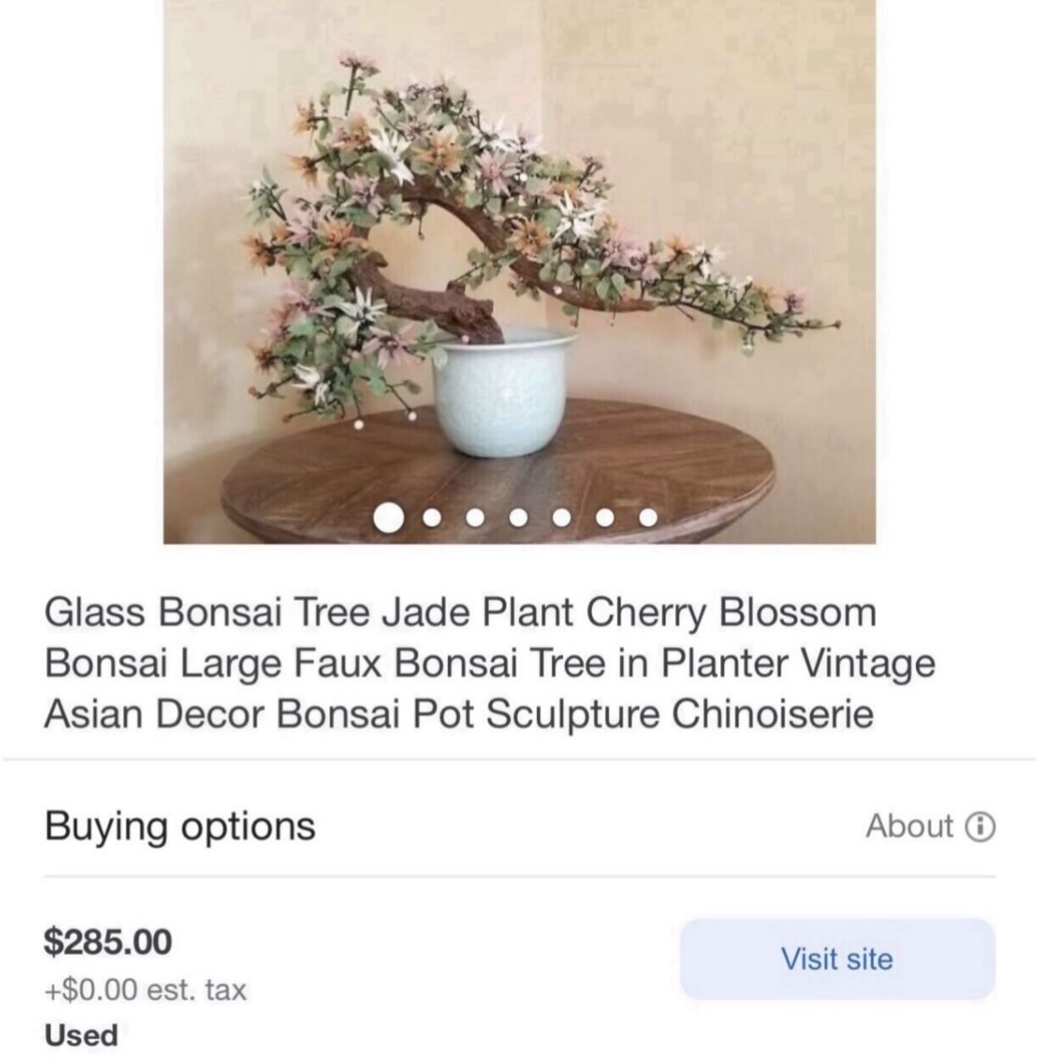 Jade Tree Glass Bonsai approximately 19 inches tall and 2 feet wide